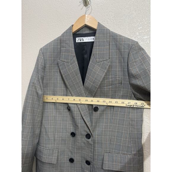 Zara Double Breasted Plaid Blazer Womens Size L - Picture 5 of 5